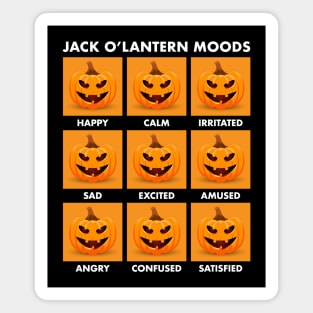 Jack O'Lantern Moods (white-out for dark shirts) Magnet